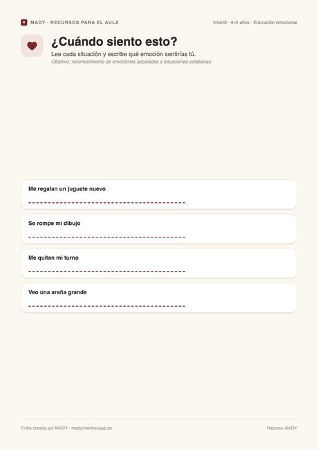 Vista previa de la ficha ¿Cuándo siento esto?