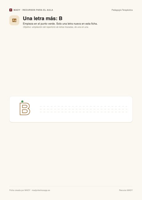 Vista previa de la ficha Una letra más: B