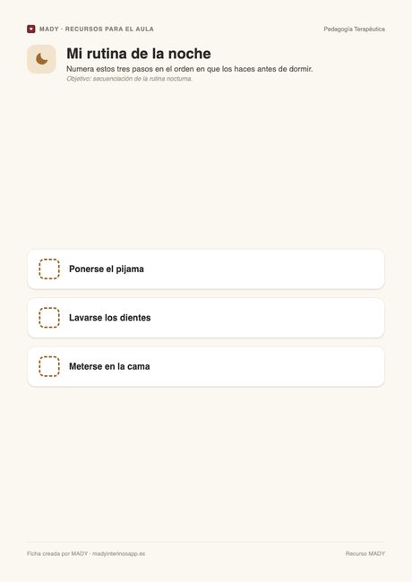 Vista previa de la ficha Mi rutina de la noche