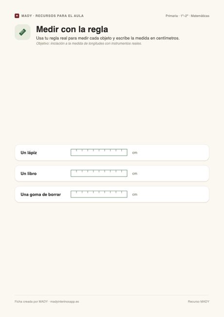 Vista previa de la ficha Medir con la regla